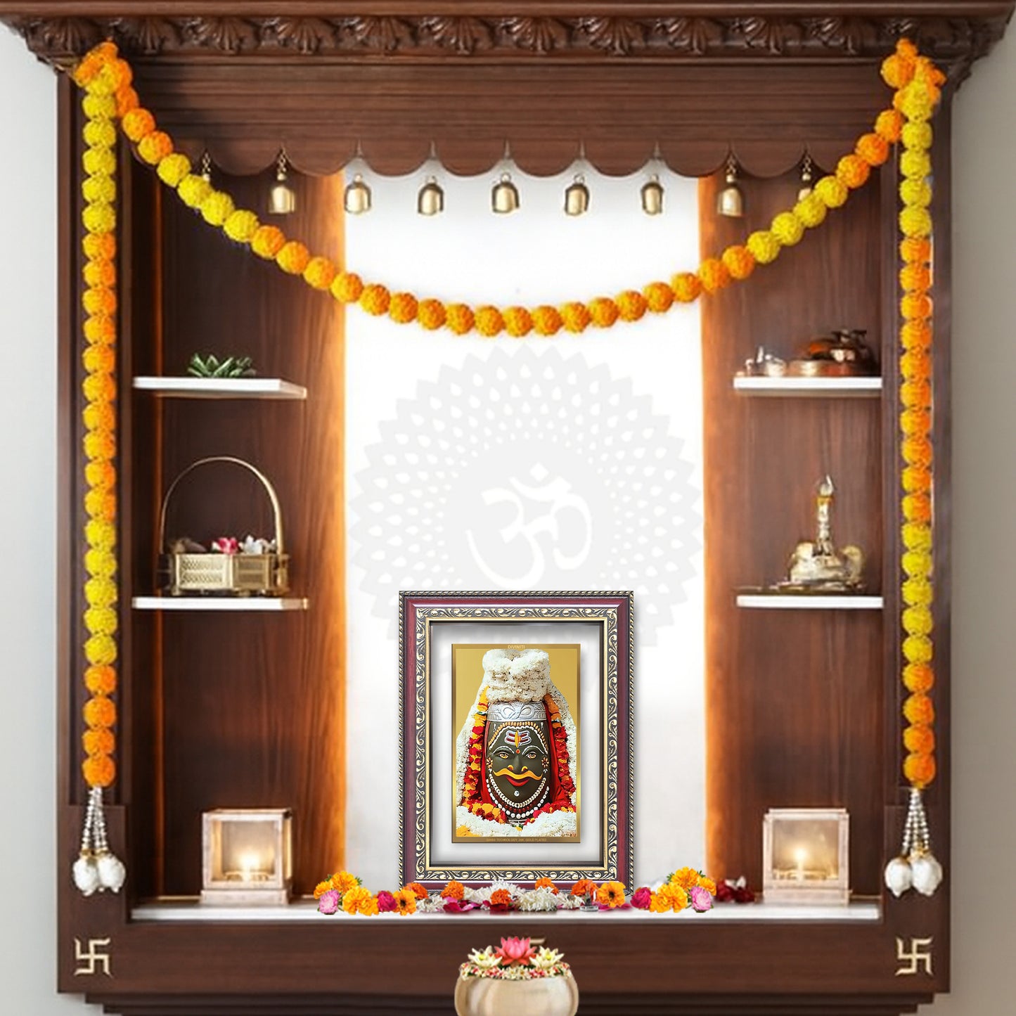 Diviniti 24K Gold Plated Mahakaleshwar (Classic) Divine Wall Frame for Home Mandir & Office Decor | Luxury Spiritual Gift