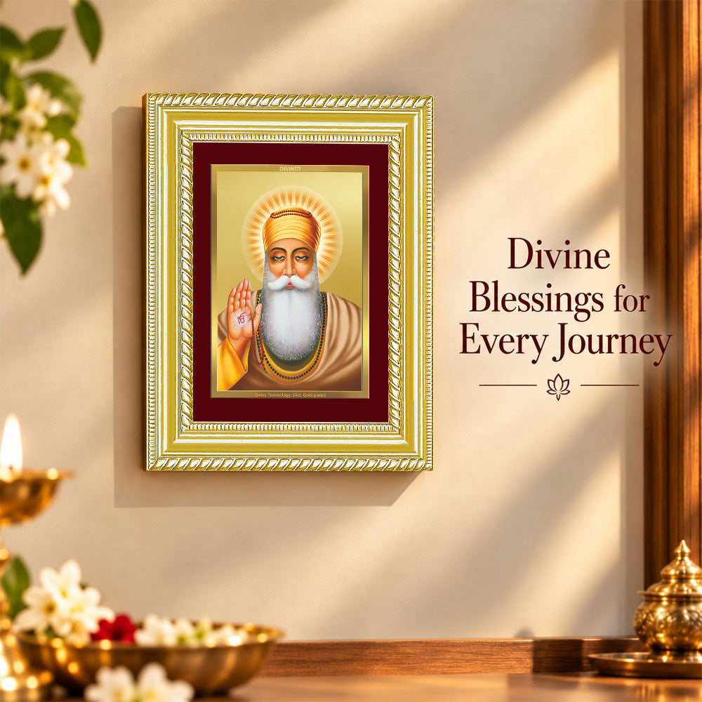 24K Gold-Plated Guru Nanak Frame | Premium Gift Box | 17.5x21.5 CM