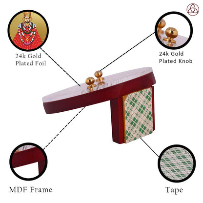 Khatu Shyam Ji Car Dashboard & Tabletop Photo Frame showcasing 24K gold plated foil and intricate MDF design.