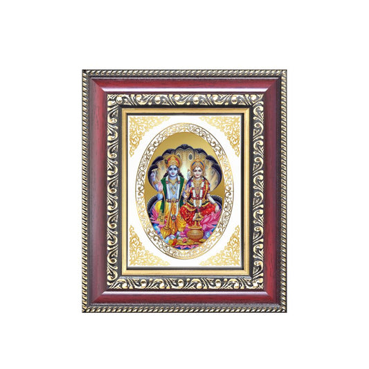 Lord Vishnu & Goddess Lakshmi Divine Prosperity & Protection Sacred Royal Tabletop Frame in 24K Gold Plated Foil