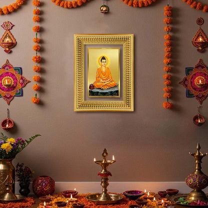 Diviniti 24K Gold Plated Buddha (Classic) Divine Wall Frame for Home Mandir & Office Decor | Luxury Spiritual Gift