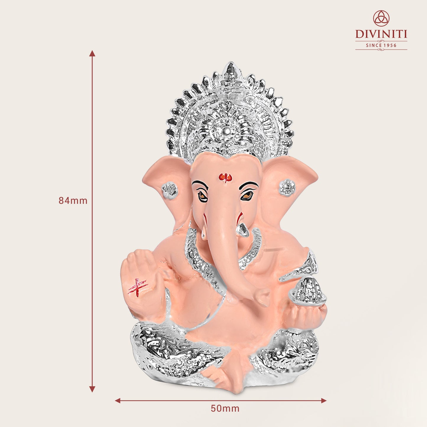 Diviniti 999 Silver Plated Resin Lord Ganesha Idol for Car Dashboard Tabletop for Home Decor Mandir Puja Gift Nude (8.4x4.2cm)