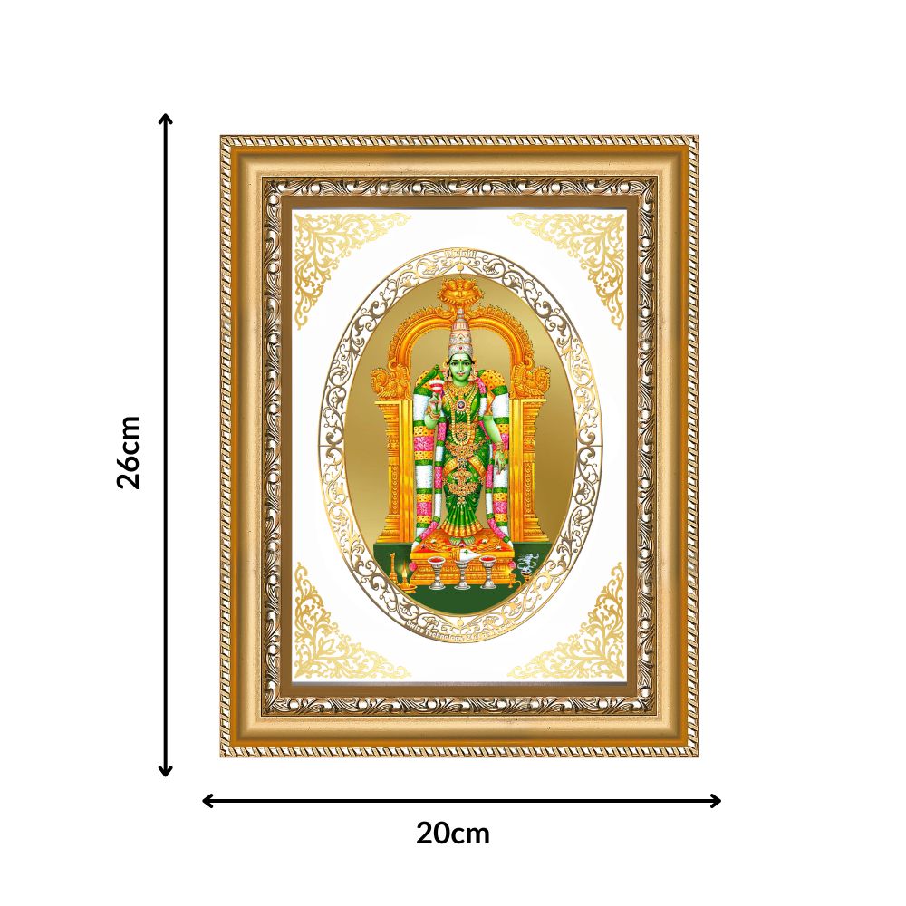 Meenakshi Amma | Divine Shakti Wall & Tabletop Royal Photo Frame in 24K Gold Plated Foil