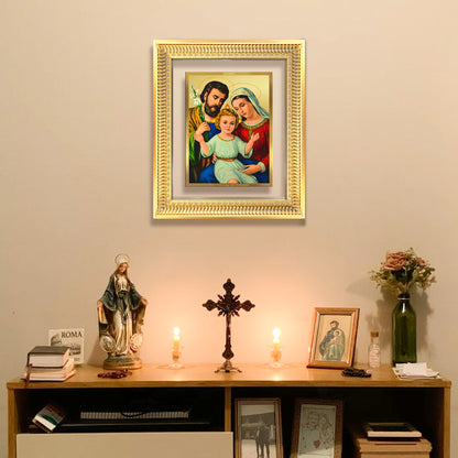 Diviniti 24K Gold Plated Holy Family (Classic) Divine Wall Frame for Home Mandir & Office Decor | Luxury Spiritual Gift