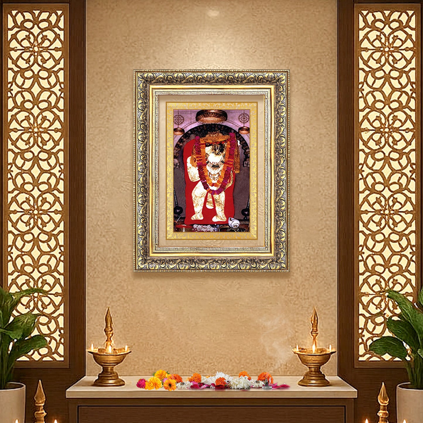 Diviniti 24K Gold Plated Mehndipur Balaji (Classic) Divine Wall Frame for Home Mandir & Office Decor | Luxury Spiritual Gift