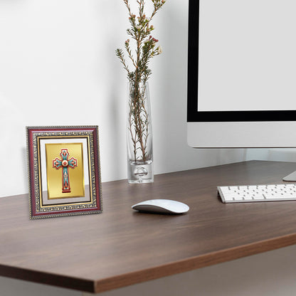 Diviniti 24K Gold Plated Holy Cross (Classic) Divine Wall and Table Top Frame for Home Mandir & Office Decor | Luxury Spiritual Gift