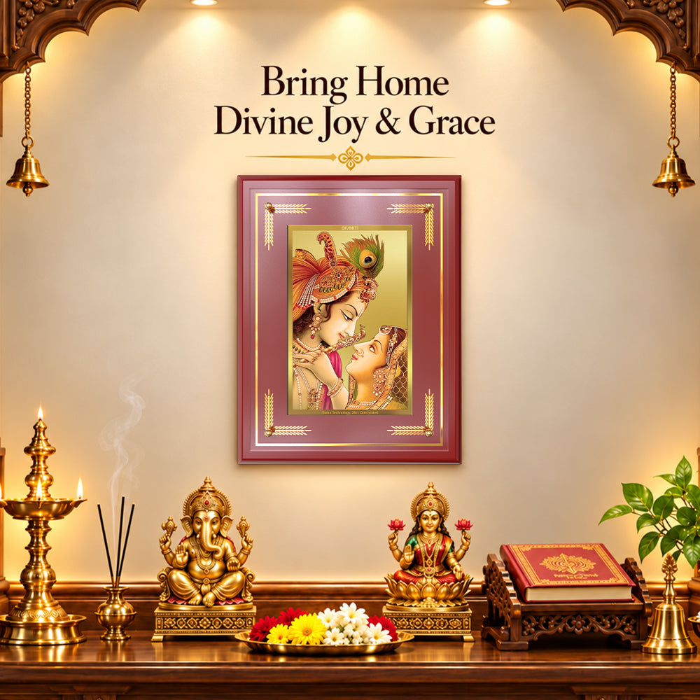 24K Gold-Plated Radha Krishna MDF Frame | Premium Gift Box | 27x35 CM