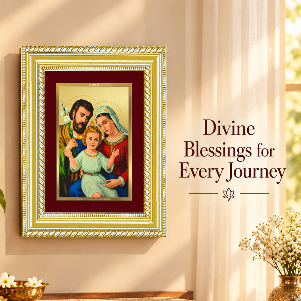 24K Gold-Plated Holy Family Frame | Premium Gift Box | 17.5x21.5 CM