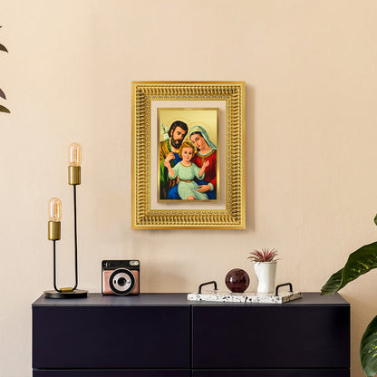 Diviniti 24K Gold Plated Holy Family (Classic) Divine Wall Frame for Home Mandir & Office Decor | Luxury Spiritual Gift