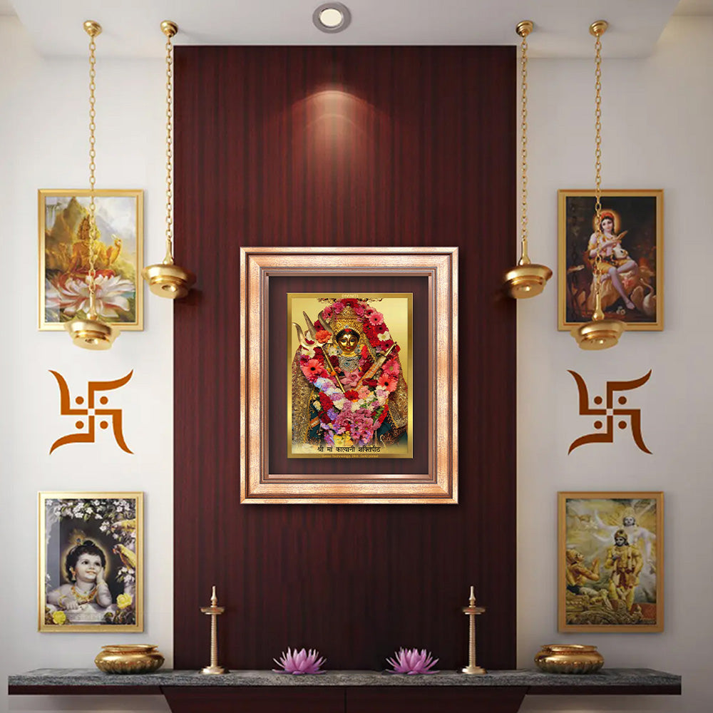 Diviniti 24K Gold Plated Katyayani Mata (Classic) Divine Wall Frame for Home Mandir & Office Decor | Luxury Spiritual Gift