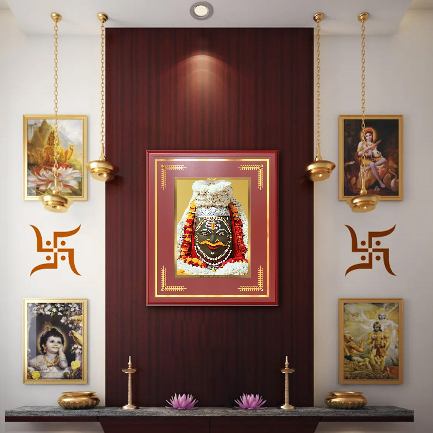 Diviniti Shri Mahakaleshwar Wall Photo Frame in 24K Gold Plated Foil – Mahadev’s Divine Power, Protection & Liberation