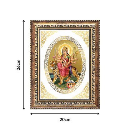 Shera Wali Mata (Vaishno Devi) with Pind | Divine Wall & Tabletop Royal Photo Frame in 24K Gold Plated Foil