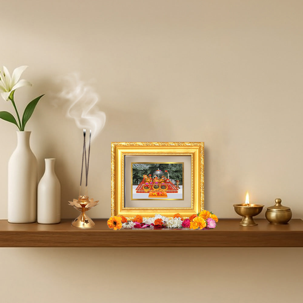Diviniti 24K Gold Plated Mata Ka Darbar |Divine Table Top Frame for Home Mandir & Office Decor | Luxury Spiritual Gift