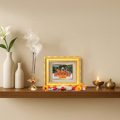 Diviniti 24K Gold Plated Mata Ka Darbar |Divine Table Top Frame for Home Mandir & Office Decor | Luxury Spiritual Gift