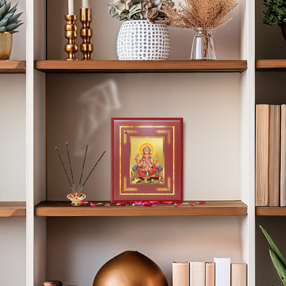 Diviniti 24K Gold Plated Lord Ganesha Wall & Tabletop Photo Frame | Success, Prosperity & Divine Blessings