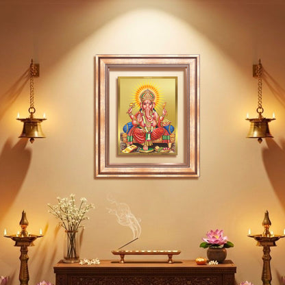 Diviniti 24K Gold Plated Ganesha (Classic) Divine Wall Frame for Home Mandir & Office Decor | Luxury Spiritual Gift