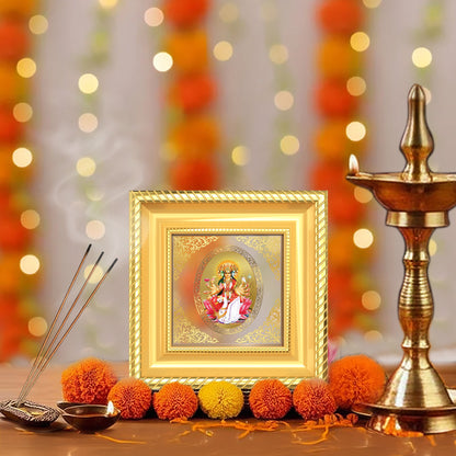 Gayatri Mata | Divine Goddess Royal Tabletop Photo Frame in 24K Gold Plated Foil