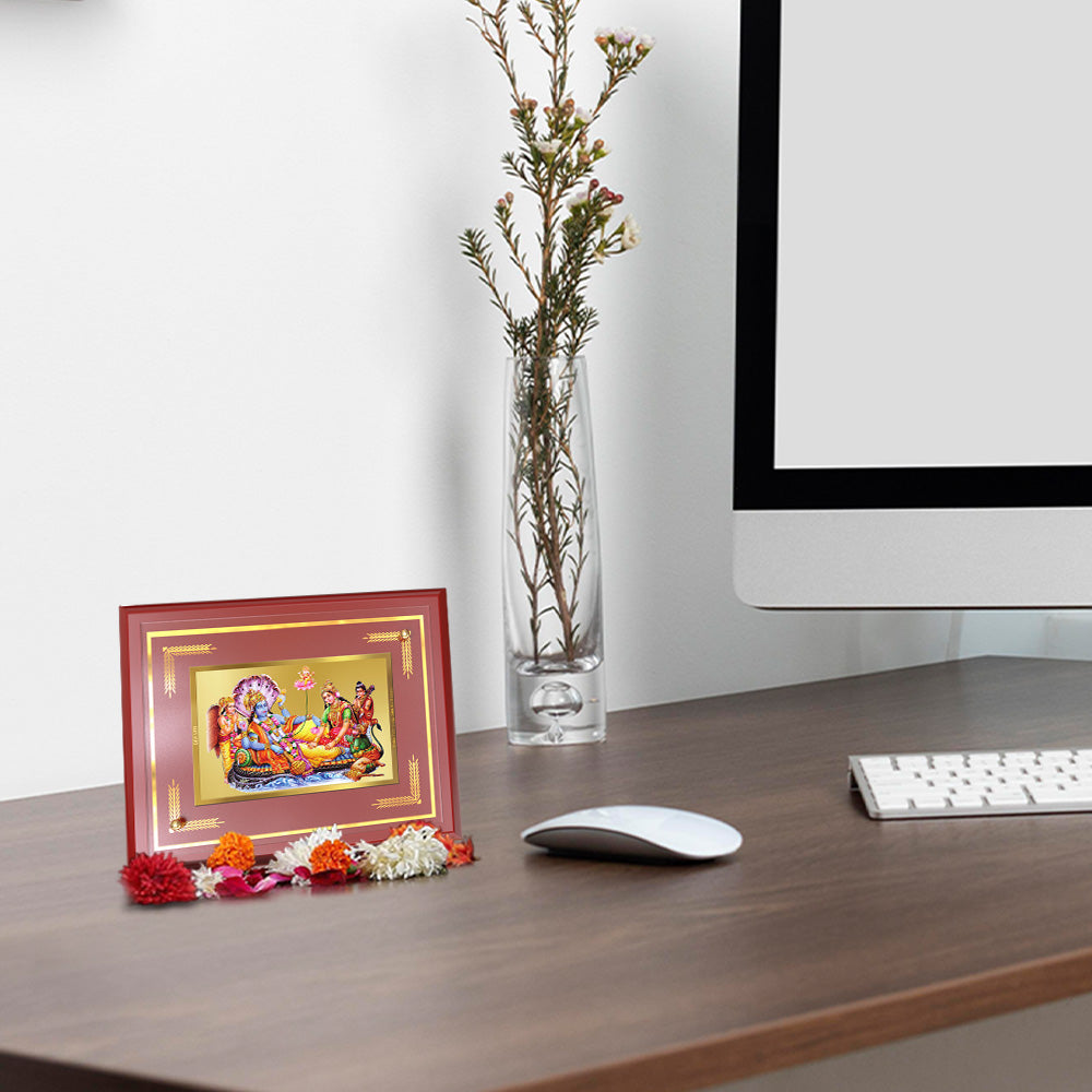 Lakshmi Vishnu Kshir Sagar | Divine Abode Wall and Tabletop Photo Frame in 24K Gold Plated Foil