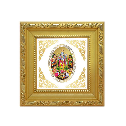 Satyanarayan | Divine Vishnu Form Royal Tabletop Photo Frame in 24K Gold Plated Foil