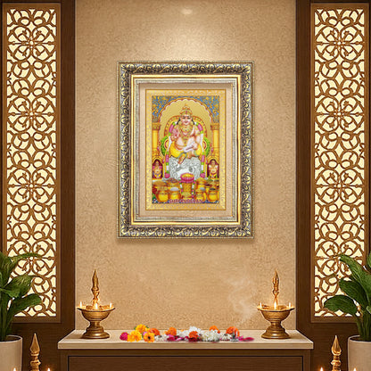 Diviniti 24K Gold Plated Kuber (Classic) Divine Wall Frame for Home Mandir & Office Decor | Luxury Spiritual Gift