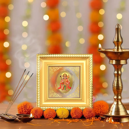 Hanuman with Blessings | Divine Bajrangbali Royal Tabletop Photo Frame in 24K Gold Plated Foil