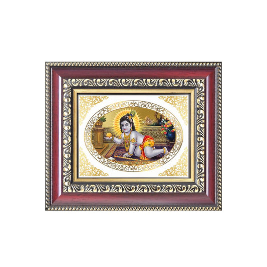 Laddu Gopal (Baby Krishna) Divine Sacred Love & Devotion Royal Tabletop Frame in 24K Gold Plated Foil