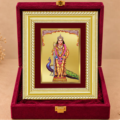 24K Gold-Plated Lord Murugan Frame | Premium Gift Box | 21.5x17.5 CM