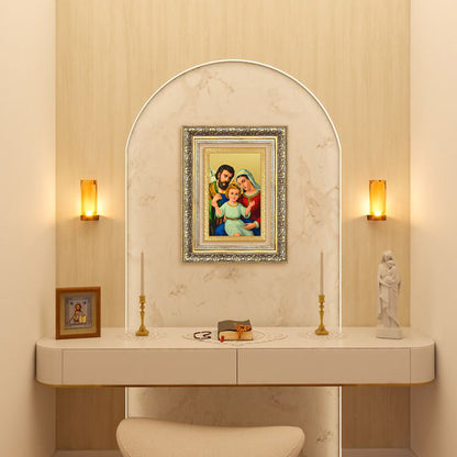 Diviniti 24K Gold Plated Holy Family (Classic) Divine Wall Frame for Home Mandir & Office Decor | Luxury Spiritual Gift