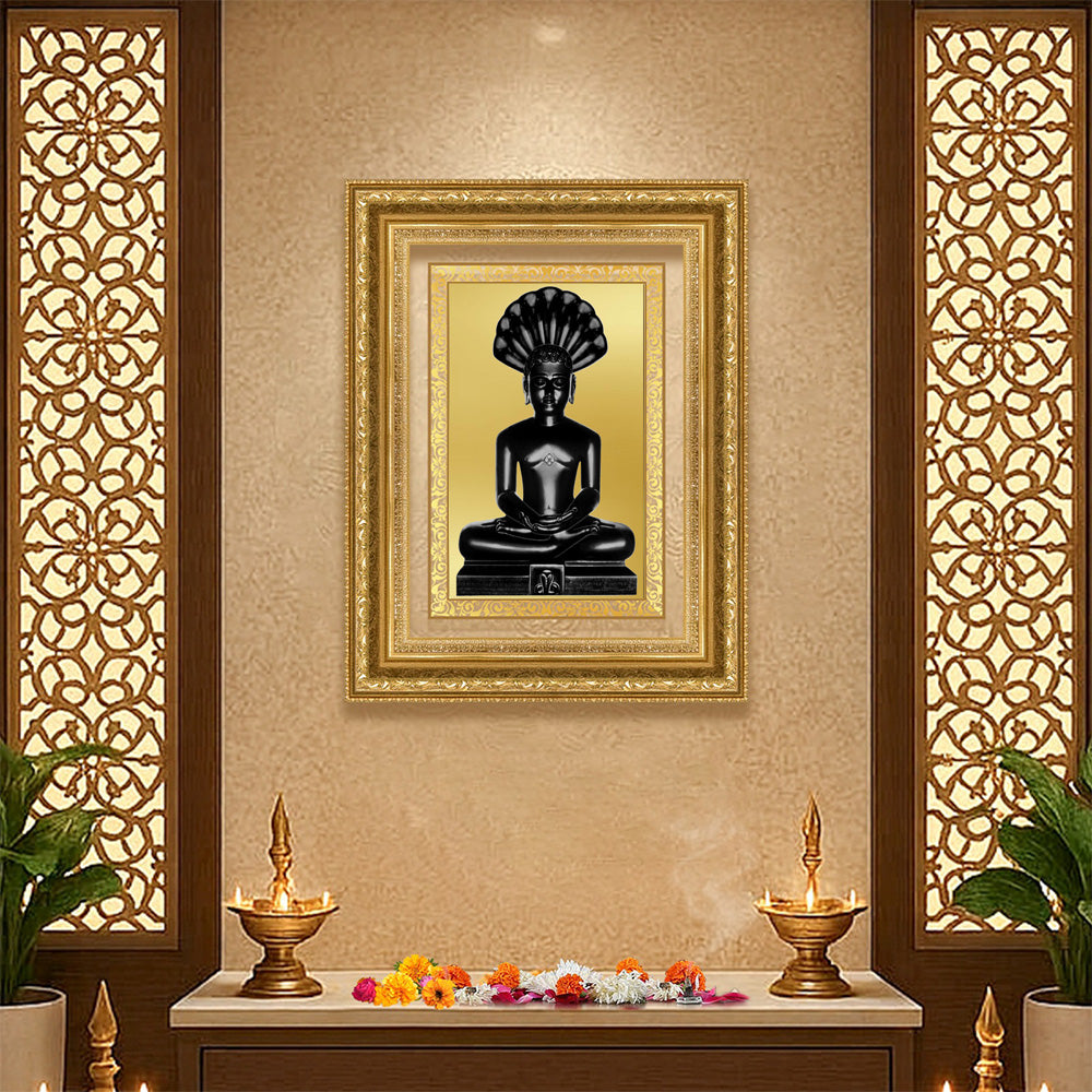 Diviniti 24K Gold Plated Parshvanath (Classic) Divine Wall Frame for Home Mandir & Office Decor | Luxury Spiritual Gift