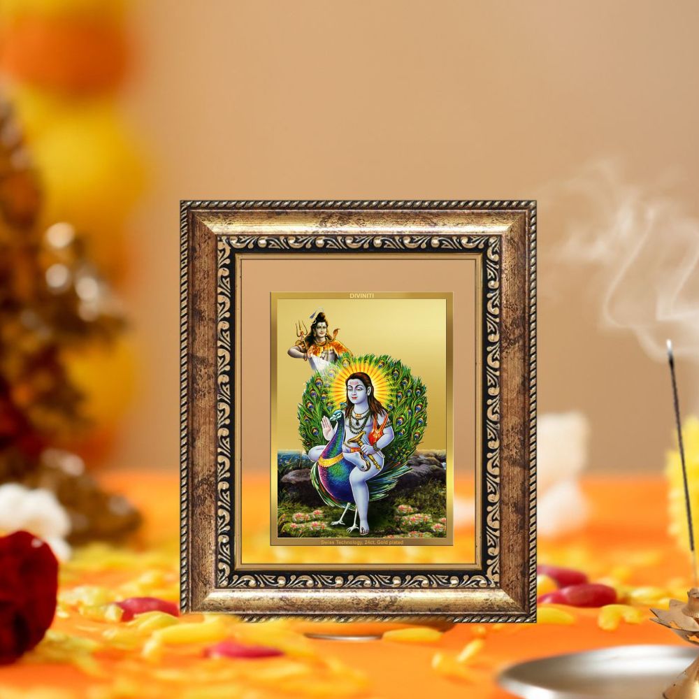 Diviniti 24K Gold Plated Baba Balak Nath Divine Table Top Frame for Home Mandir & Office Decor | Luxury Spiritual Gift