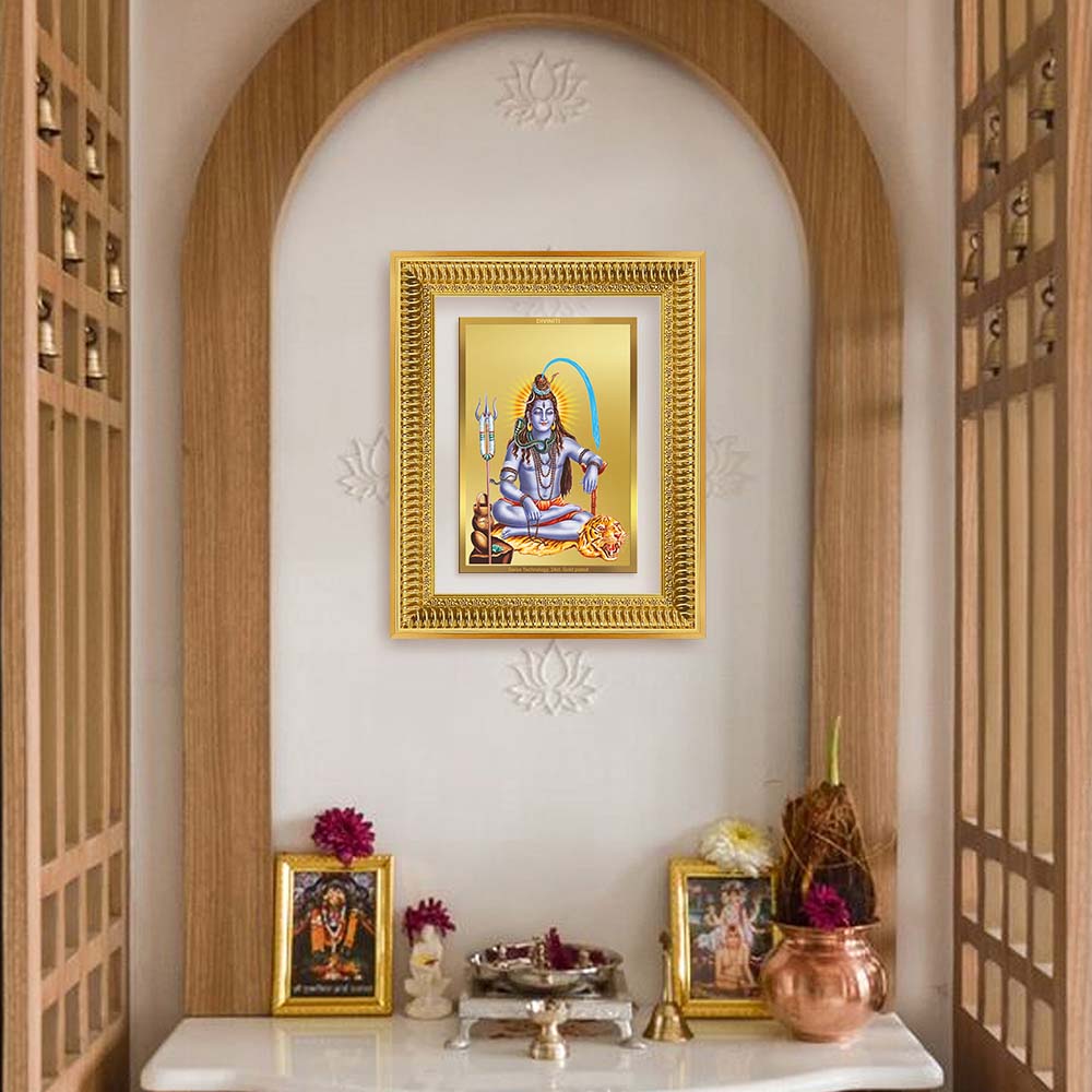Diviniti 24K Gold Plated Shiva (Classic) Divine Wall Frame for Home Mandir & Office Decor | Luxury Spiritual Gift