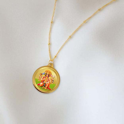 Diviniti 24K Gold Plated Lord Panchmukhi Hanuman & Yantra 18MM Double Sided Pendant For Men, Women & Kids