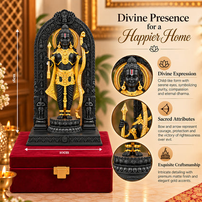 24K Gold-Plated Ram Lalla Idol | Premium Gift Box | 18x10 CM