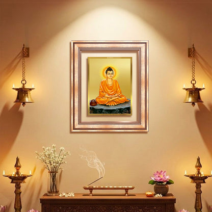 Diviniti 24K Gold Plated Buddha (Classic) Divine Wall Frame for Home Mandir & Office Decor | Luxury Spiritual Gift