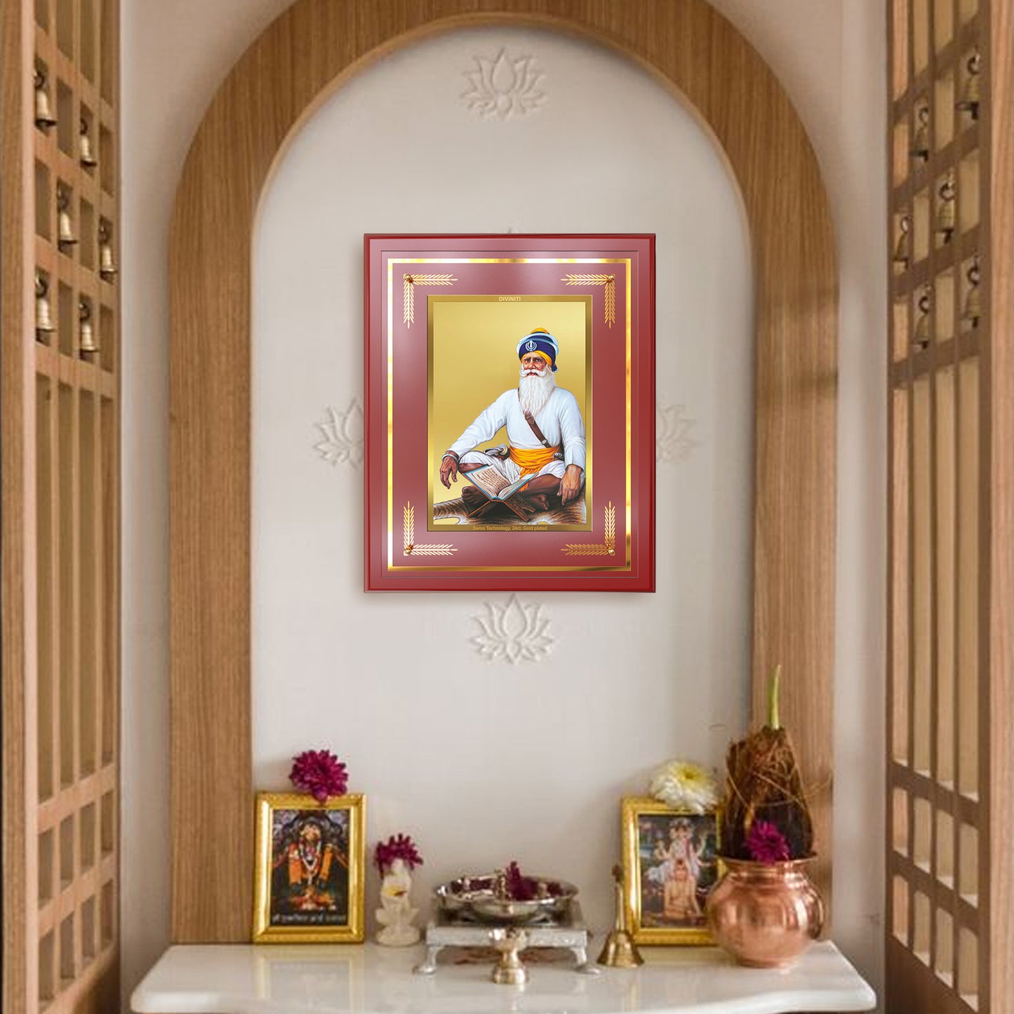 Baba Deep Singh Ji | Nihang Sikh and Martyr Wall Mount Photo Frame in 24K Gold Plated Foil