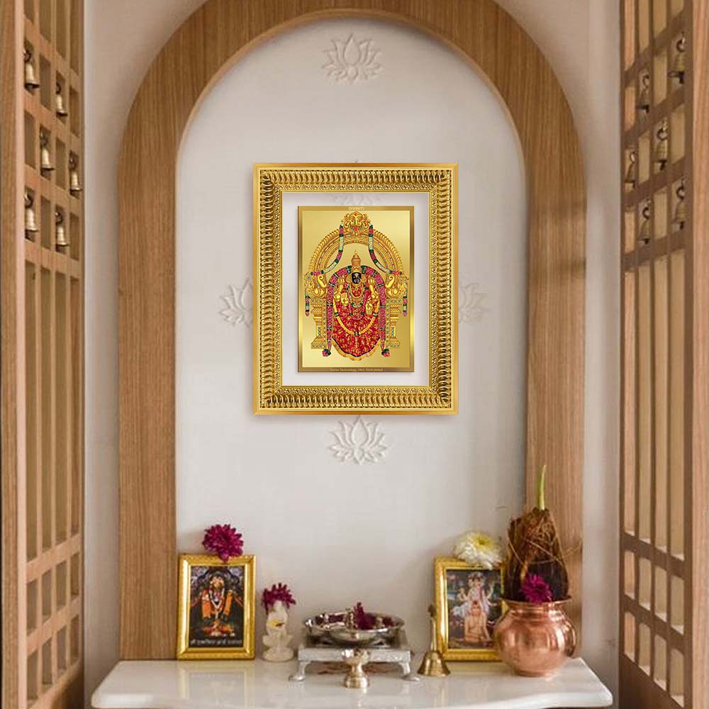 Diviniti 24K Gold Plated Padmavati (Classic) Divine Wall Frame for Home Mandir & Office Decor | Luxury Spiritual Gift