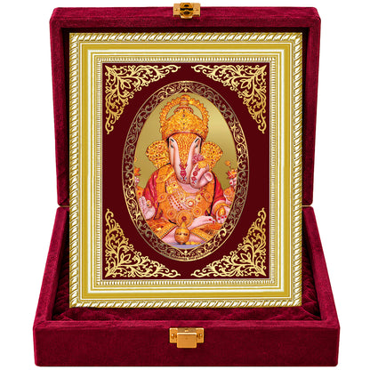 24K Gold-Plated Dagadu Ganesha Frame | Premium Gift Box | 26x20 CM