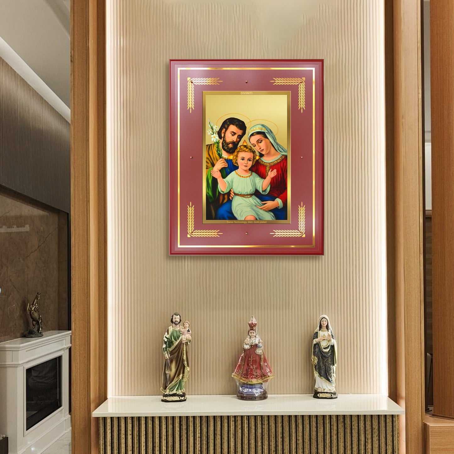 Holy Family | Sacred Wall Mount Photo Frame in 24K Gold Plated Foil