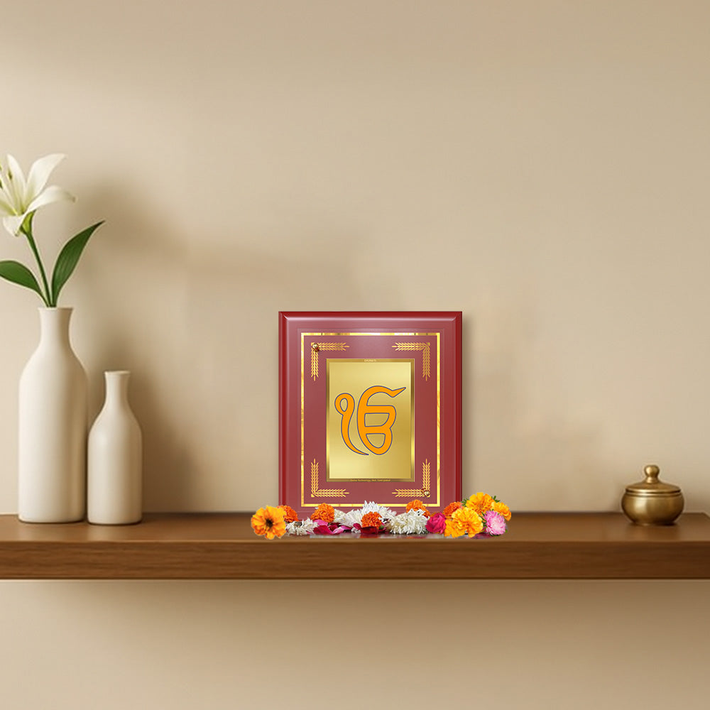 Diviniti 24K Gold Plated Ik Omkar Wall & Tabletop Photo Frame | Sacred Sikh Symbol | Peace, Unity & Divine Blessings