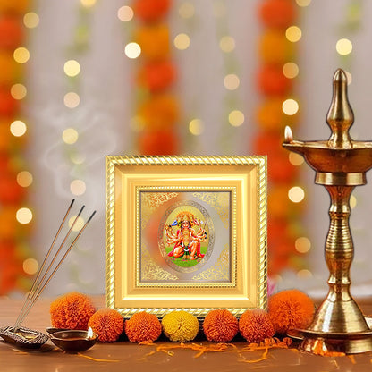 Panchmukhi Hanuman | Divine Five-Faced Hanuman Royal Tabletop Photo Frame in 24K Gold Plated Foil