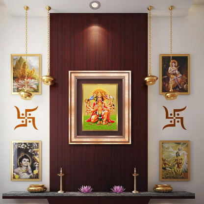 Panchmukhi Hanuman | Five-Faced Hanuman Wall Mount Photo Frame in 24K Gold Plated Foil