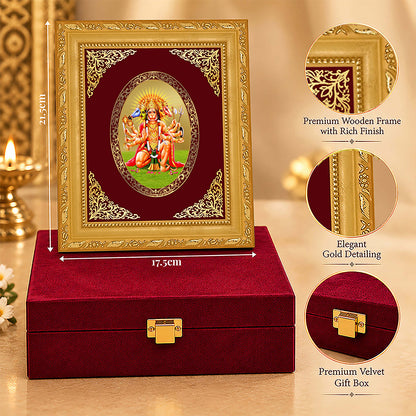 24K Gold-Plated Panchmukhi Hanuman Frame | Premium Gift Box | 21.5x17.5 CM