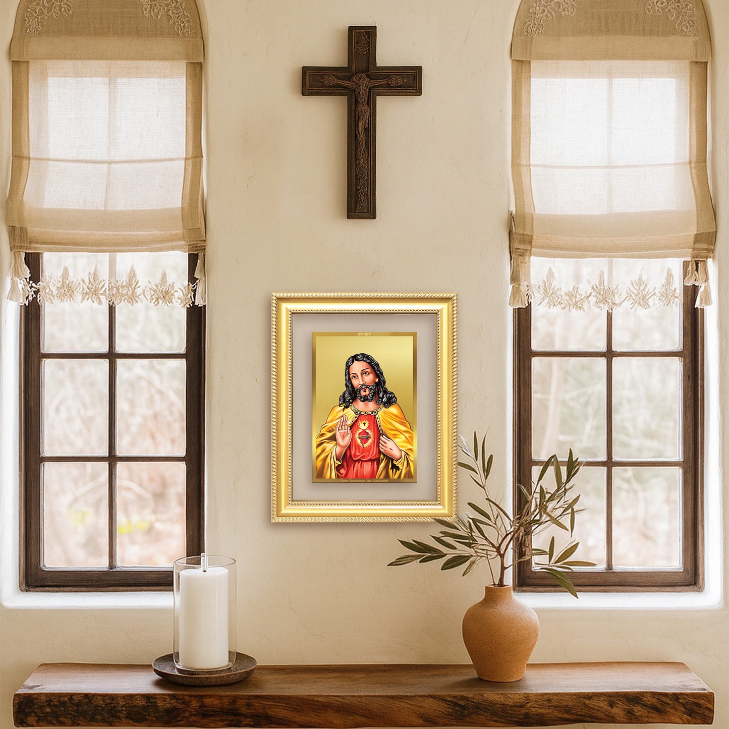 Diviniti 24K Gold Plated Jesus Christ (Classic) Divine Wall Frame for Home Mandir & Office Decor | Luxury Spiritual Gift