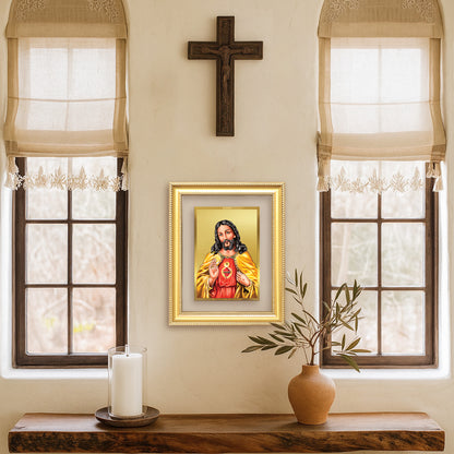 Diviniti 24K Gold Plated Jesus Christ (Classic) Divine Wall Frame for Home Mandir & Office Decor | Luxury Spiritual Gift