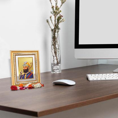 Diviniti 24K Gold Plated Guru Gobind Singh Ji (Classic) Sacred Sikh Wall and Table Top Frame for Home Decor & Office Ambiance | Premium Spiritual Gift