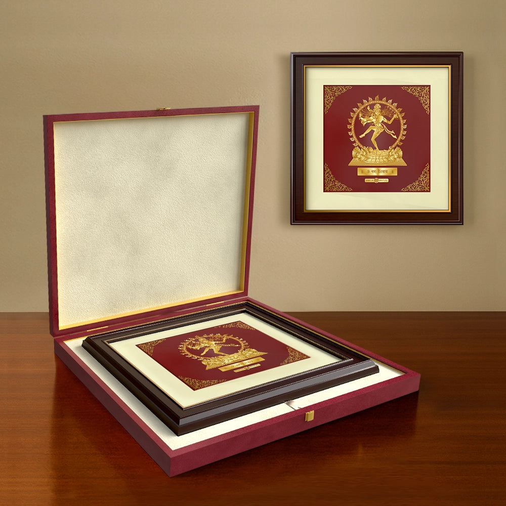 Natraj | Divine Dance and Energy Gold on Gold Wall Hanging Frame in 24K Gold Plated Foil