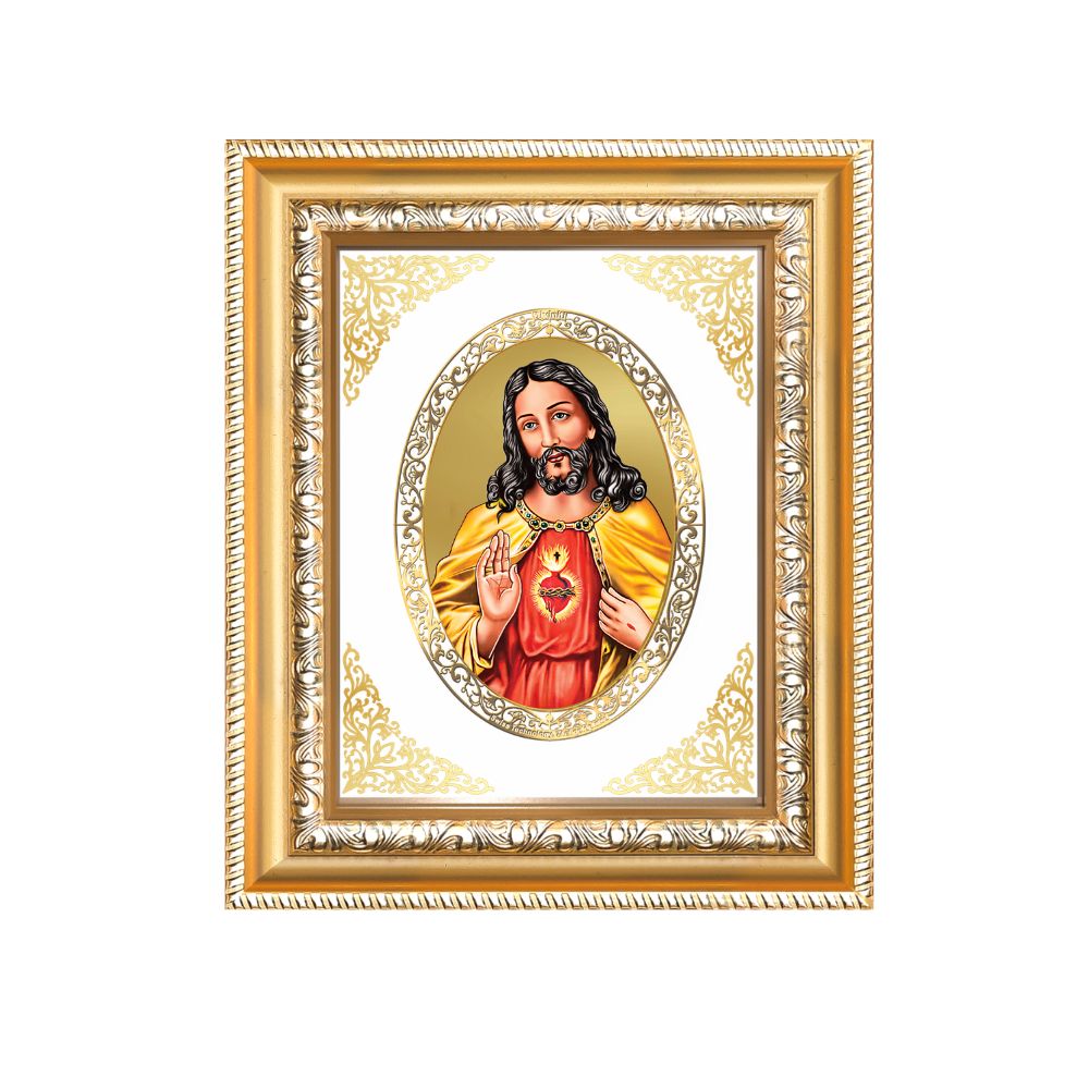 Jesus Christ Divine Christian Sacred Faith & Redemption Royal Tabletop Frame in 24K Gold Plated Foil