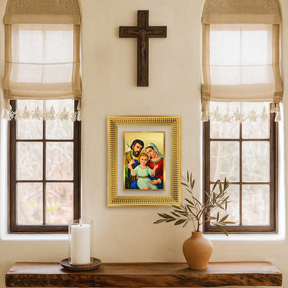 Diviniti 24K Gold Plated Holy Family (Classic) Divine Wall Frame for Home Mandir & Office Decor | Luxury Spiritual Gift