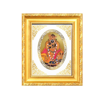 Banke Bihari Ji Divine Krishna of Vrindavan Sacred Love Royal Tabletop Frame in 24K Gold Plated Foil