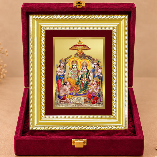 24K Gold-Plated Ram Darbar Frame | Premium Gift Box | 21.5x17.5 CM